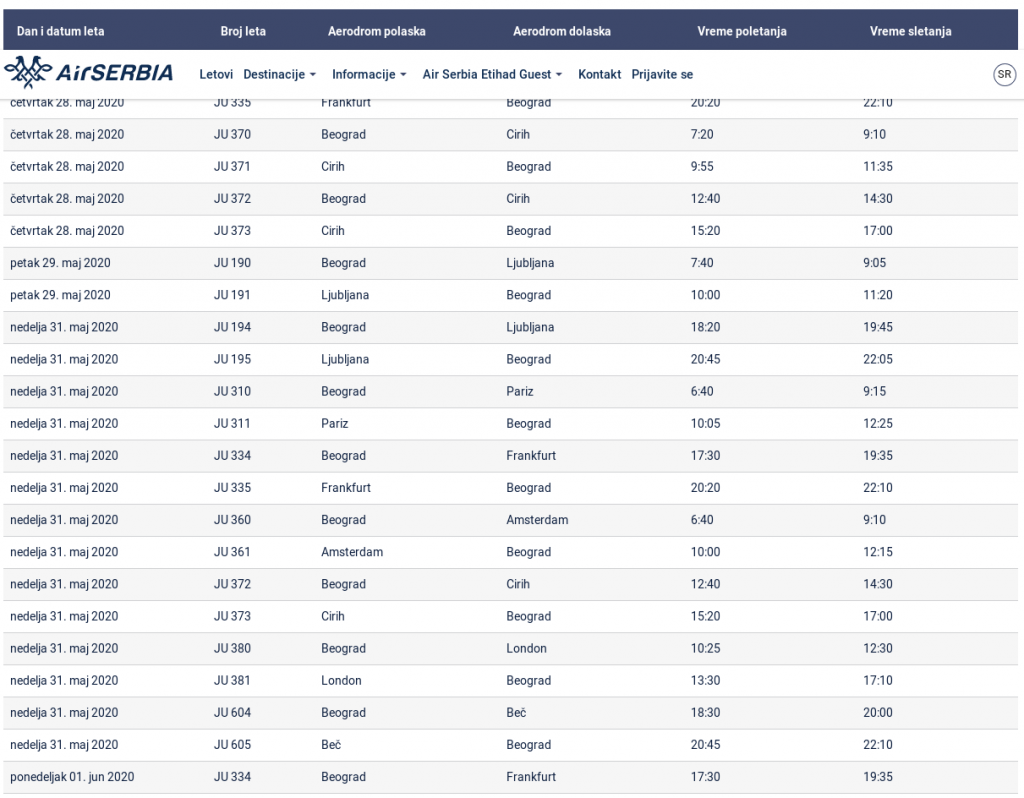 Orator industri Decimal Air Serbia - red letenja do 21 juna